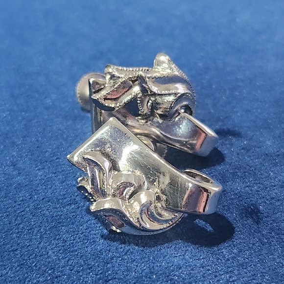 Alice Vintage 60s Filigree Silver Ribbon Screw Back Earrings - Picture 3 of 8